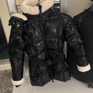 Black Kids SAM Puffer Jacket with Faux Fur Trim